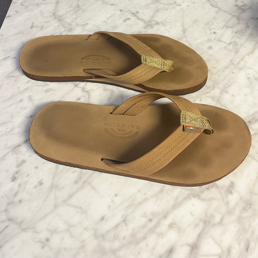 Rainbow flip flops